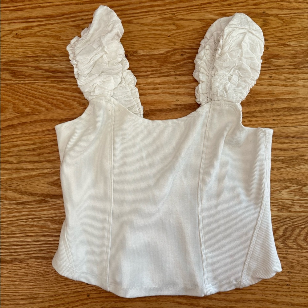 Anthropologie Cropped puffy sleeve crop tank top MP
